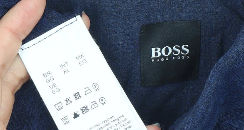 Hugo Boss Men’s Blue XL Long Sleeve Polo Shirt Cotton Stretch