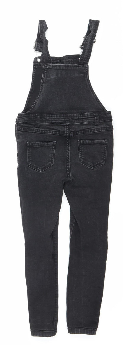 Denim Co Girls Black Skinny Dungaree Jeans 6-7 Years Stretch Adjustable
