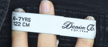 Denim Co Girls Black Skinny Dungaree Jeans 6-7 Years Stretch Adjustable