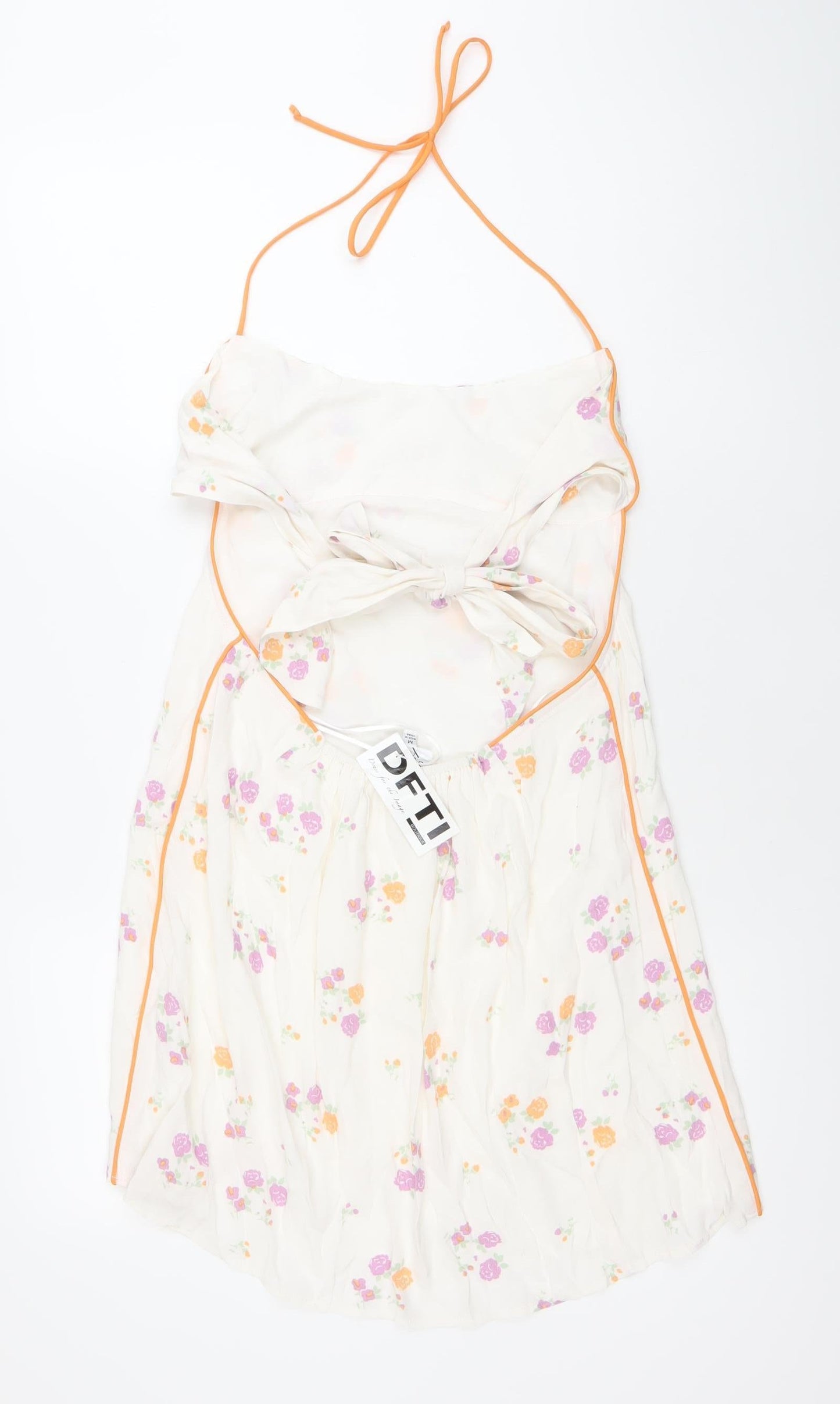 Sky to Moon Women’s White Floral Halter Slip Dress M Summer Boho Party