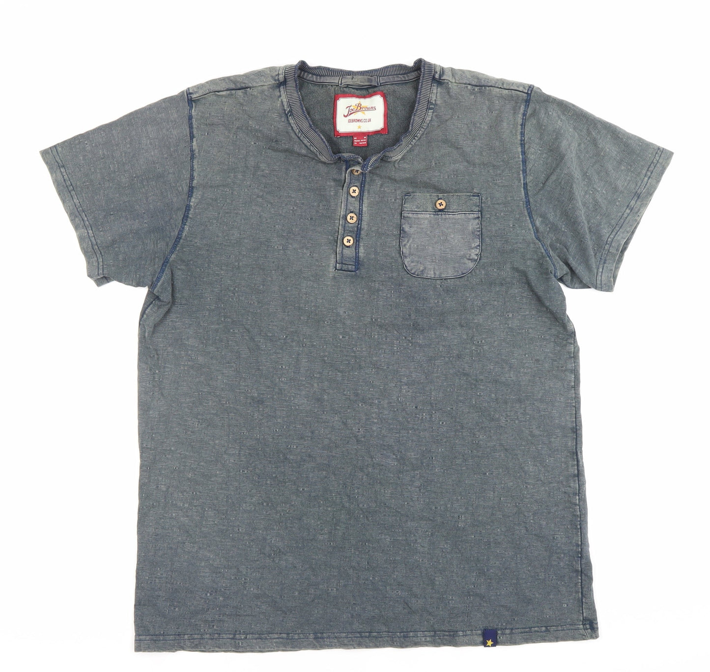 Joe Browns Men’s Blue Henley Short Sleeve Cotton T-Shirt M