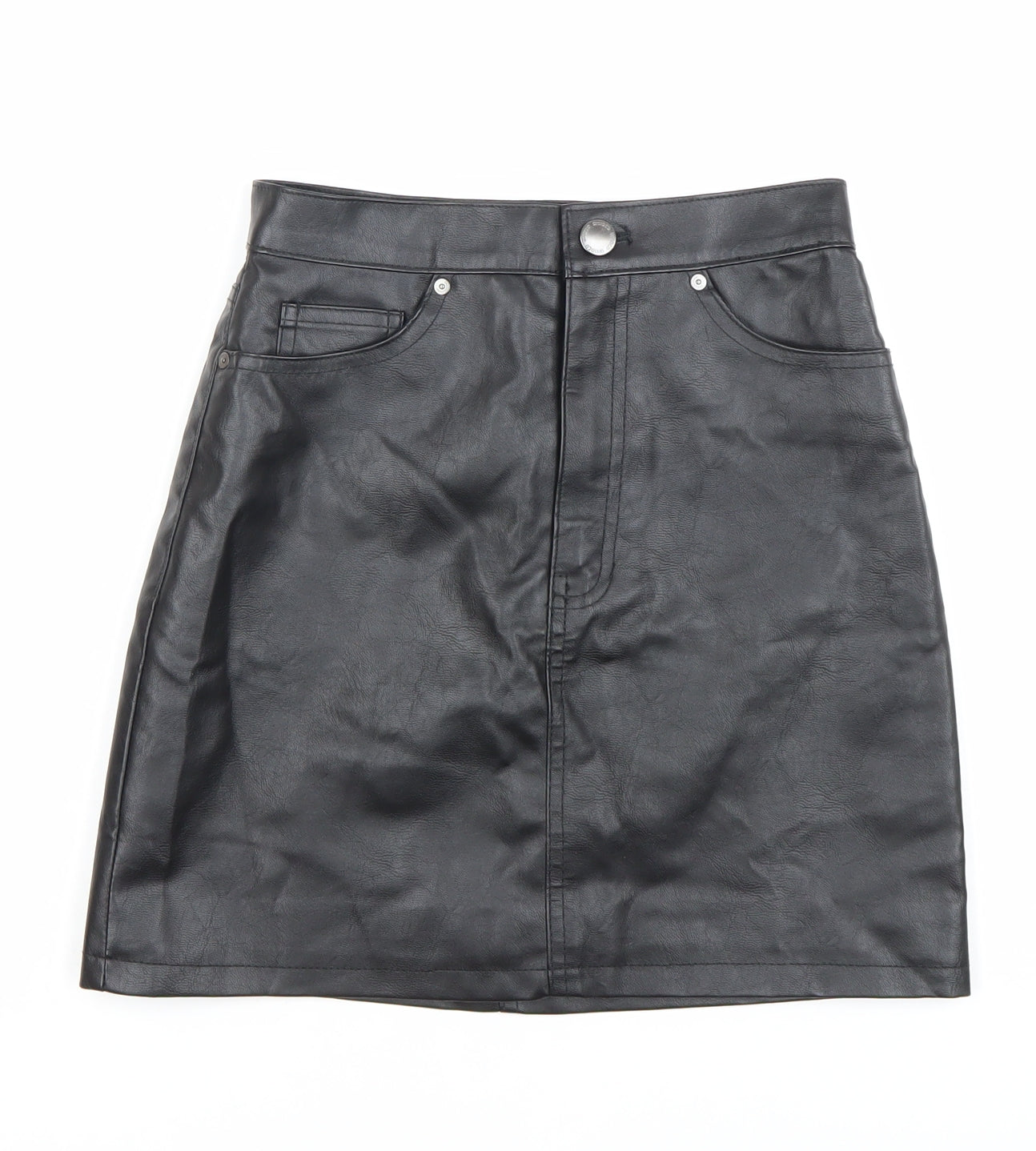 H&M Divided Womens Black Faux Leather Mini Skirt Size 4 Short