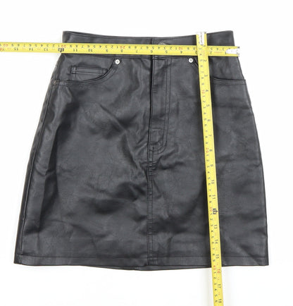 H&M Divided Womens Black Faux Leather Mini Skirt Size 4 Short