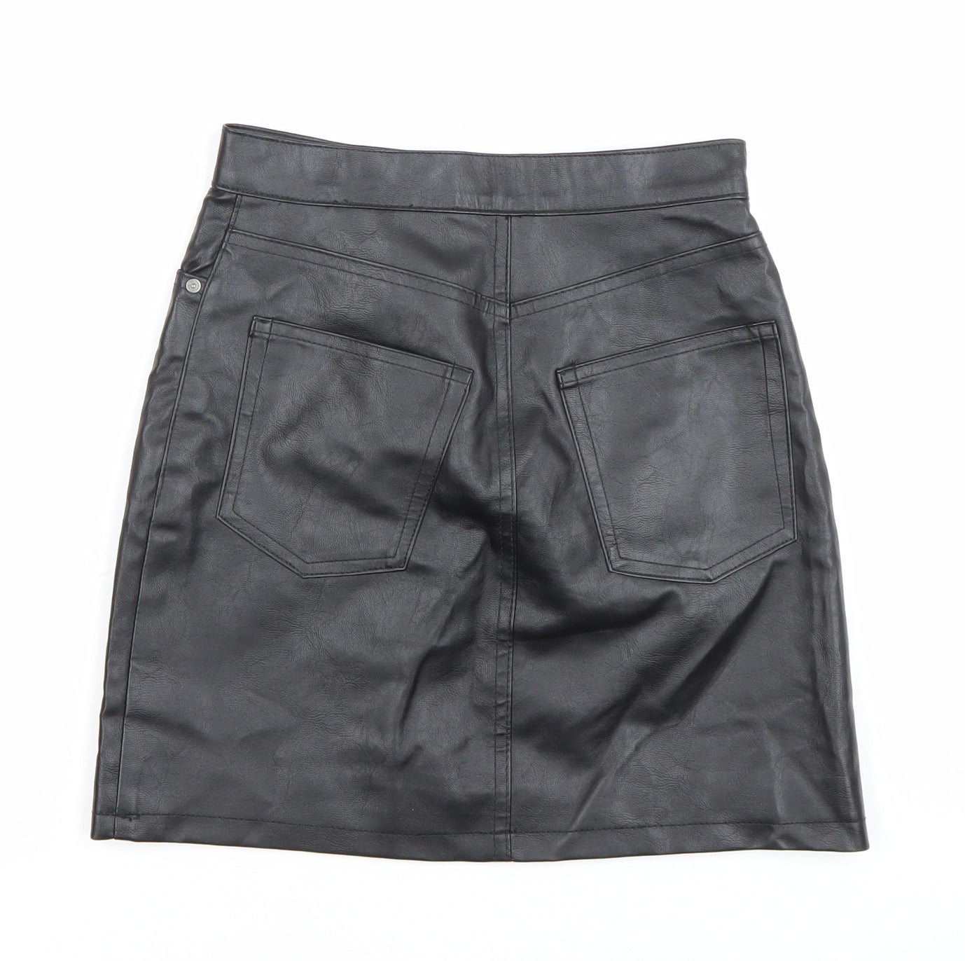 H&M Divided Womens Black Faux Leather Mini Skirt Size 4 Short