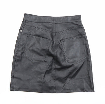 H&M Divided Womens Black Faux Leather Mini Skirt Size 4 Short