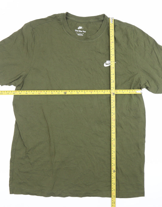 Nike Men's Green L Crew Neck Short Sleeve Cotton T-Shirt