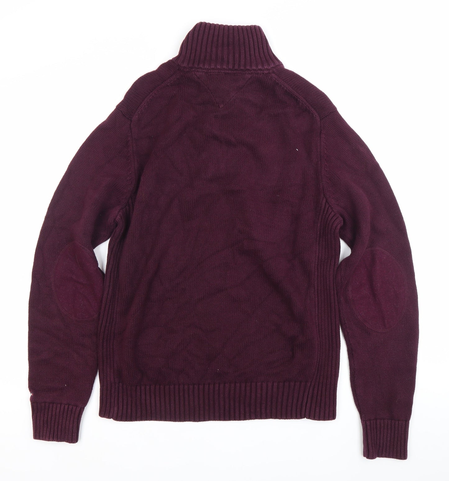 Tommy Hilfiger Men’s Purple Henley Jumper Size L Cotton Knit