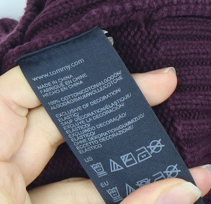 Tommy Hilfiger Men’s Purple Henley Jumper Size L Cotton Knit