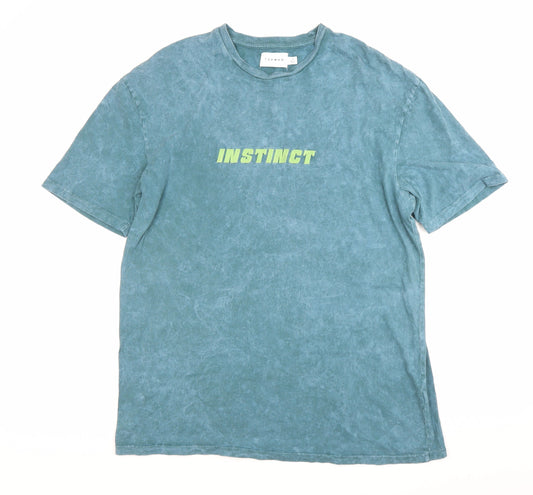 Topman Men’s Green Graphic Logo T-Shirt Size S Regular Fit