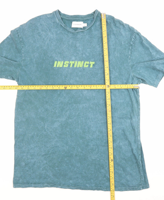 Topman Men’s Green Graphic Logo T-Shirt Size S Regular Fit