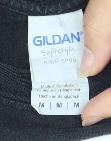 Mens UK Size M Gildan Black  T-Shirt