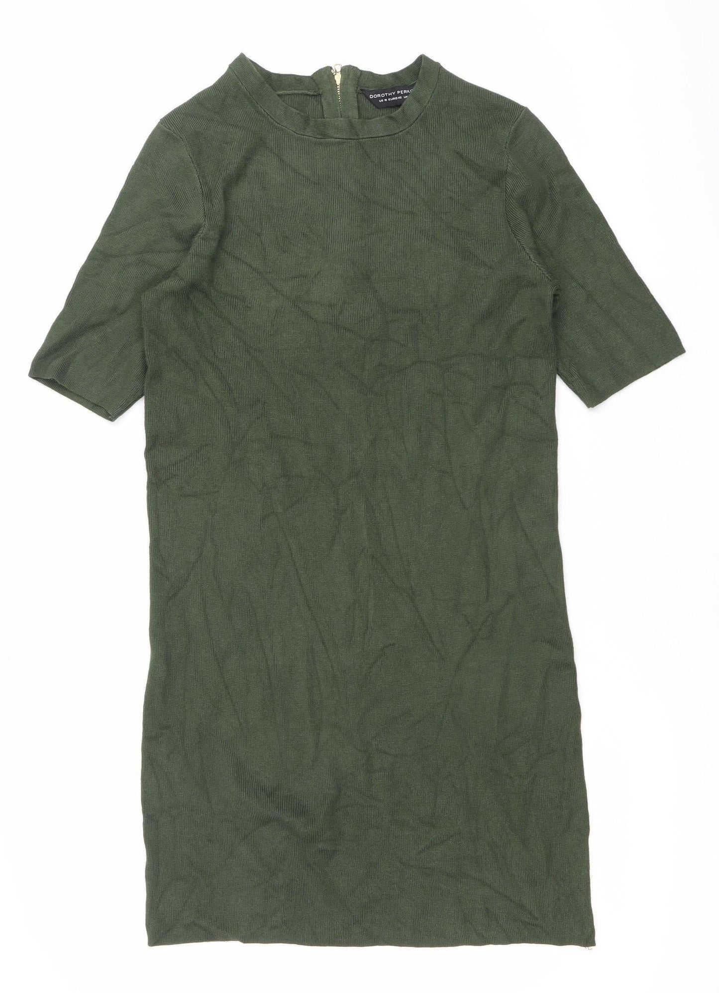 Dorothy Perkins Women’s Green Shift Dress Size 14 Knee Length Half Sleeve