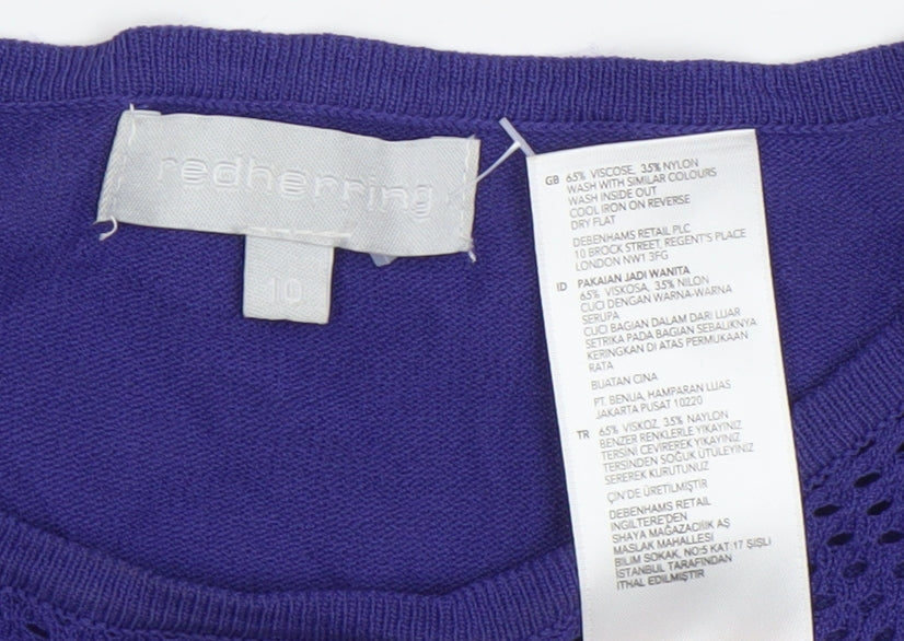 Womens UK Size 10 Red Herring Purple Basic Blouse