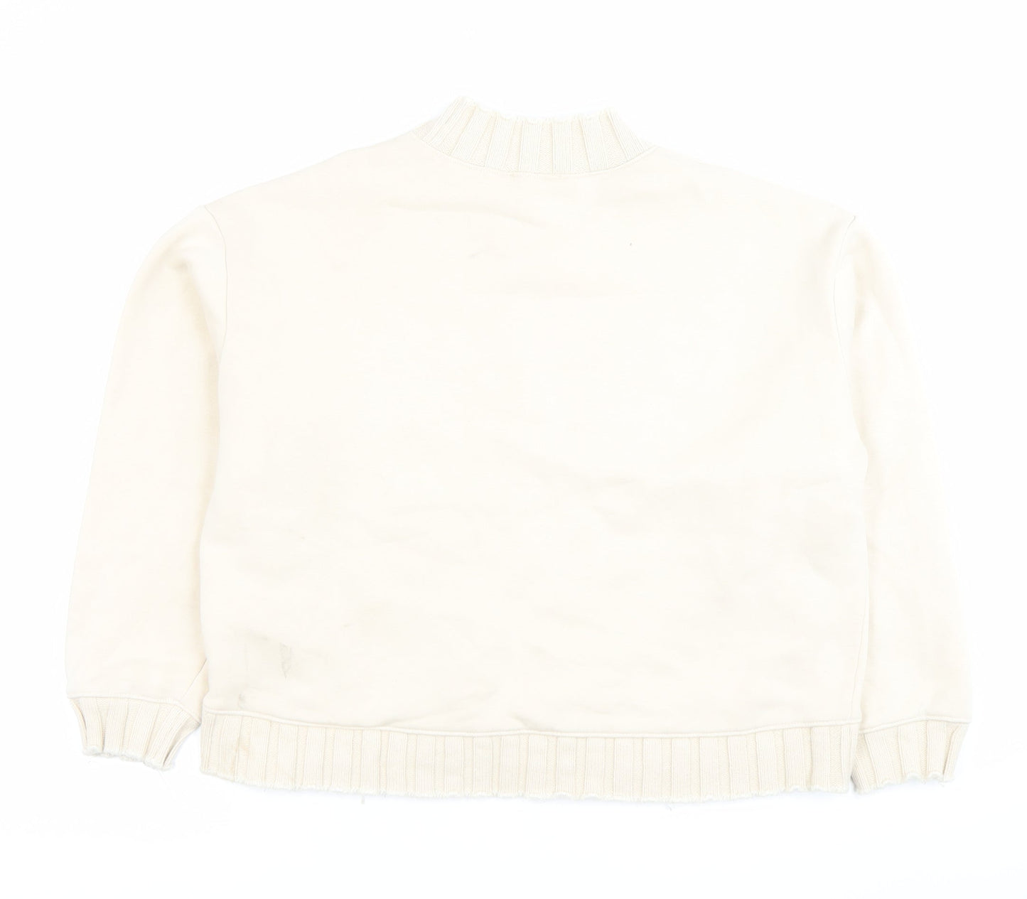 Zara Women Ivory Cotton Blend Sweatshirt Size M Crew Neck