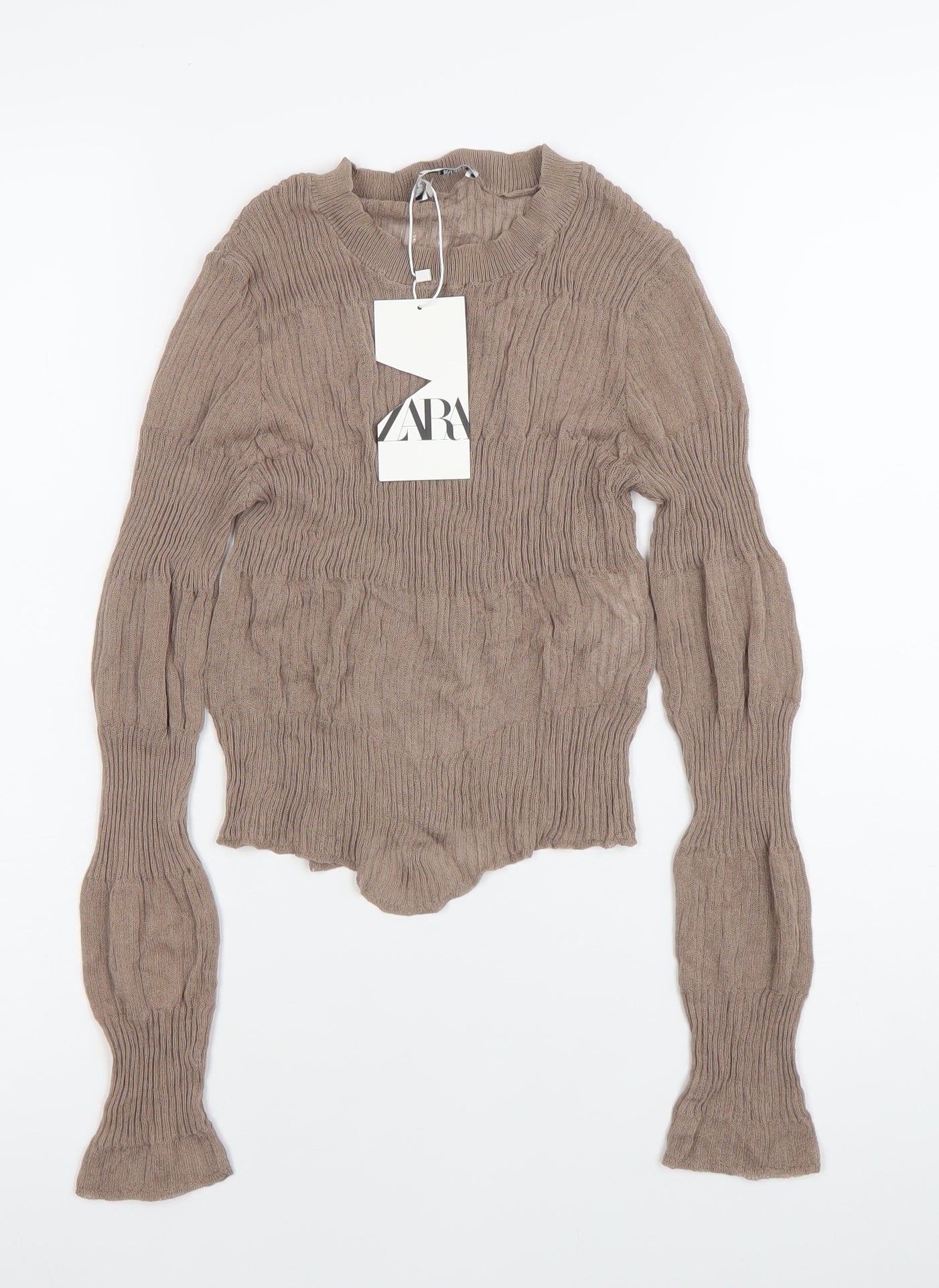 Womens UK Size M Zara Brown Basic Blouse
