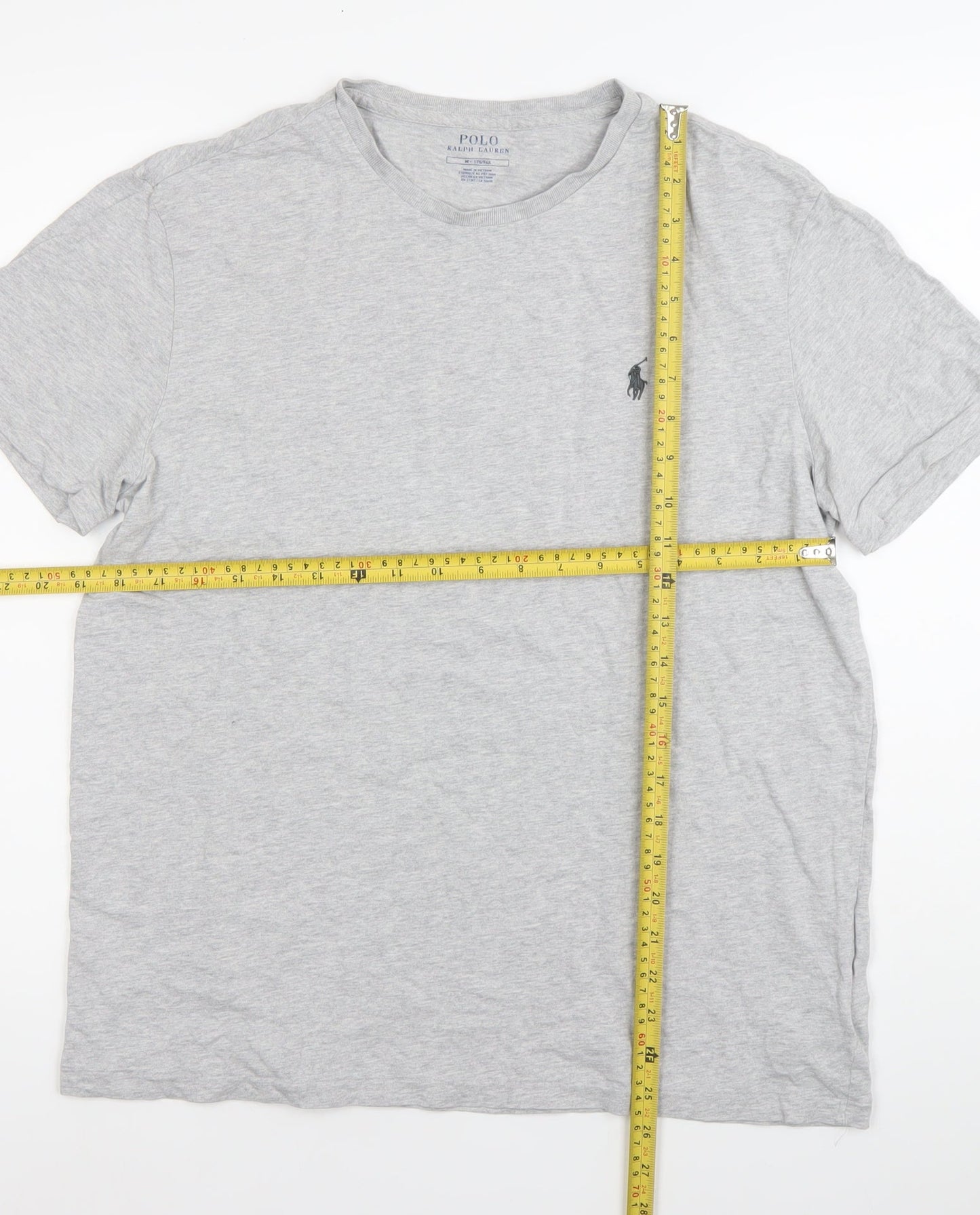 Ralph Lauren Men's Grey Cotton Crew Neck Logo T-Shirt Size M