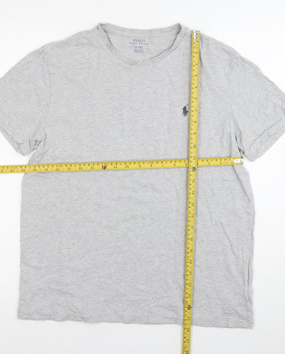 Ralph Lauren Men's Grey Cotton Crew Neck Logo T-Shirt Size M