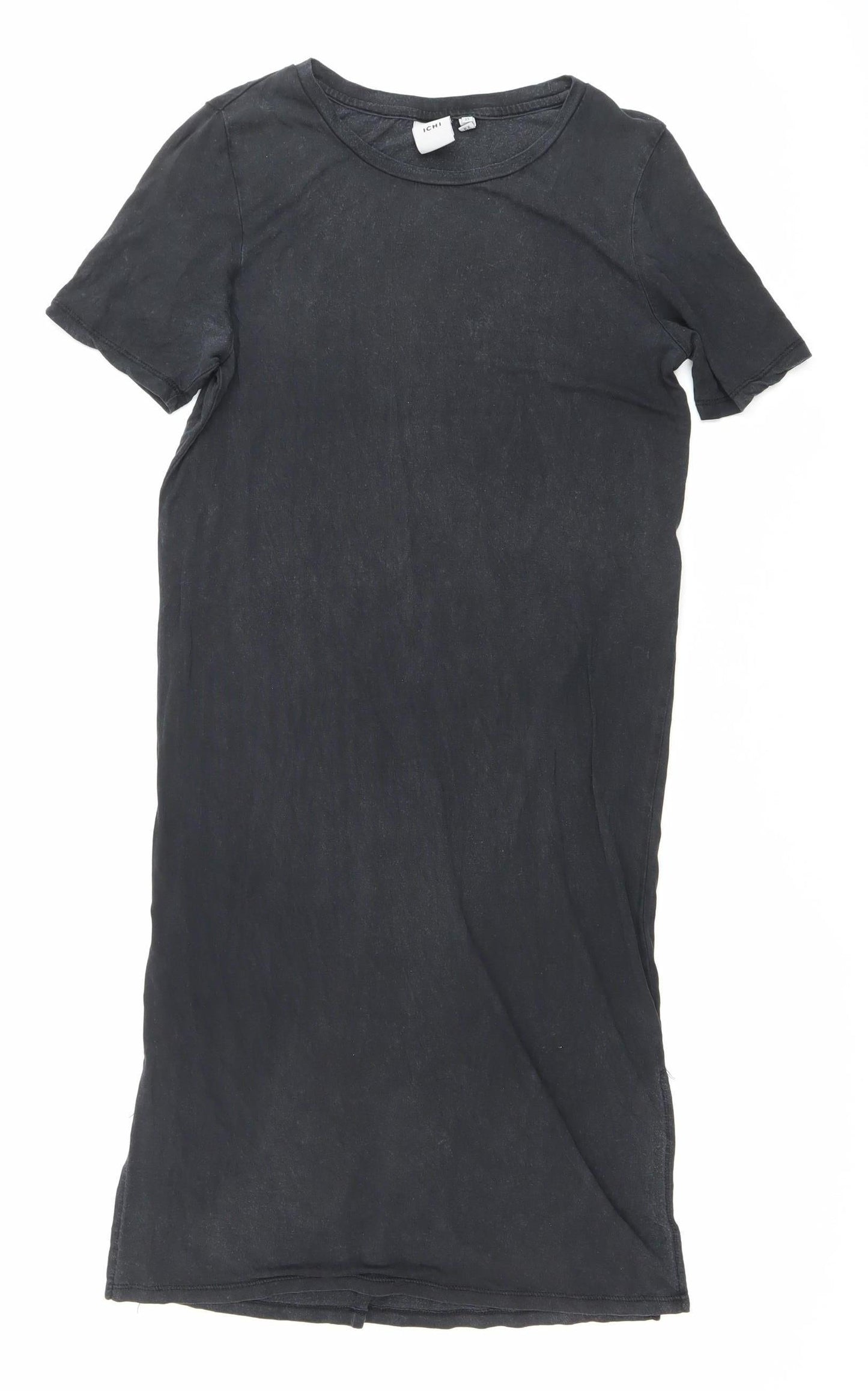 ICHI Womens Black XS T-Shirt Dress Short Sleeve Casual