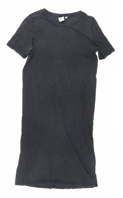 ICHI Womens Black XS T-Shirt Dress Short Sleeve Casual