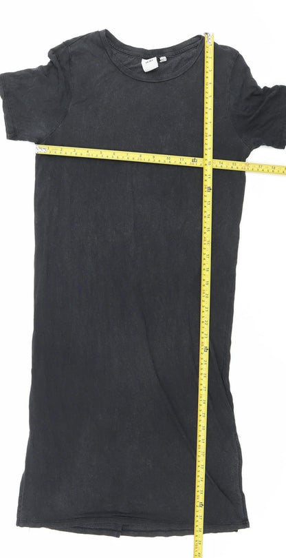 ICHI Womens Black XS T-Shirt Dress Short Sleeve Casual