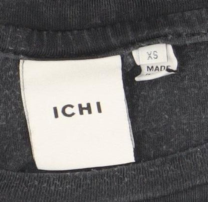 ICHI Womens Black XS T-Shirt Dress Short Sleeve Casual