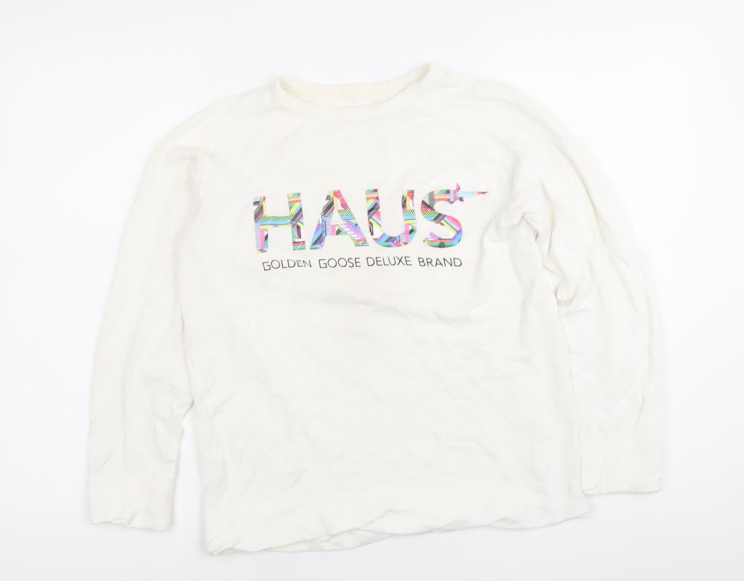 Golden Goose Deluxe Brand Women White XS Pullover Sweatshirt Logo Print