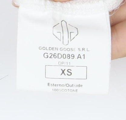 Golden Goose Deluxe Brand Women White XS Pullover Sweatshirt Logo Print