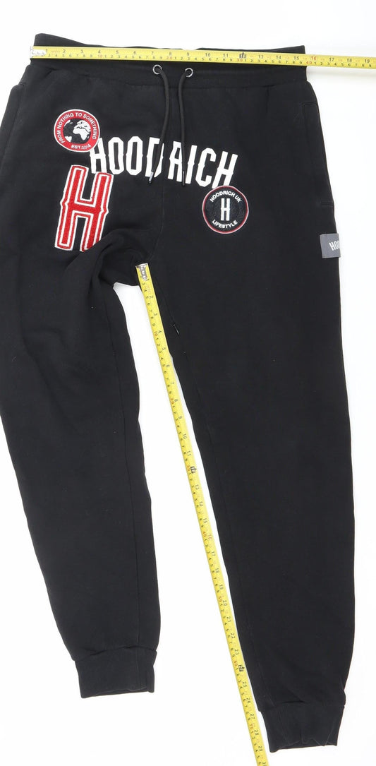 Hoodrich Men’s Black Jogger Sweatpants L Cotton Blend Tapered