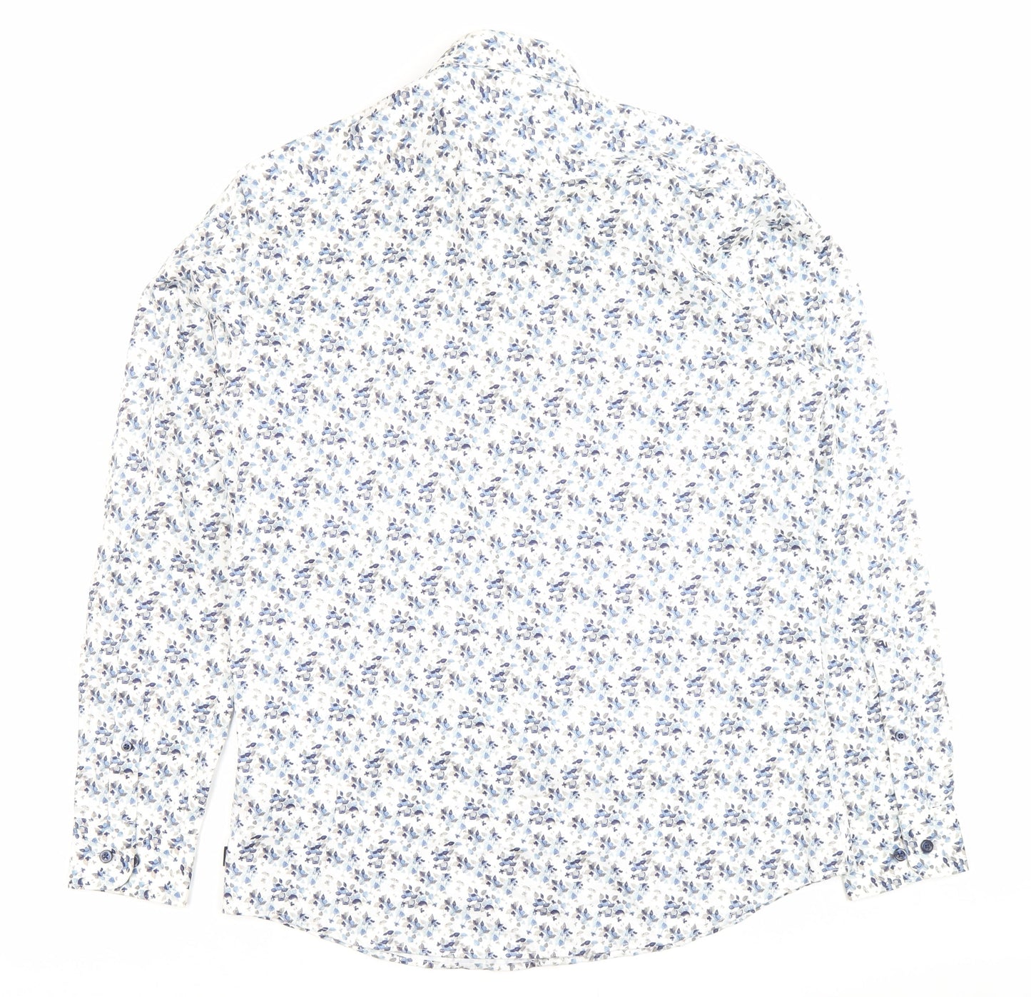 Remus Uomo Men’s White Floral Slim Fit Dress Shirt Size 16 M