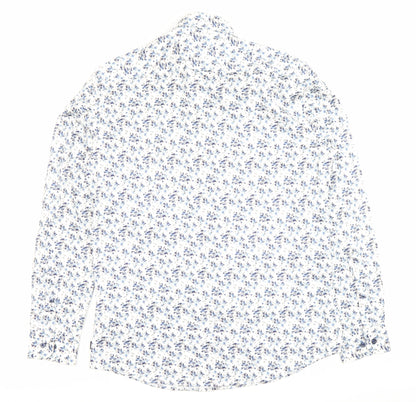 Remus Uomo Men’s White Floral Slim Fit Dress Shirt Size 16 M