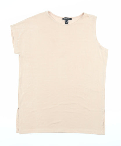 Womens UK Size 14 New Look Beige Basic T-Shirt