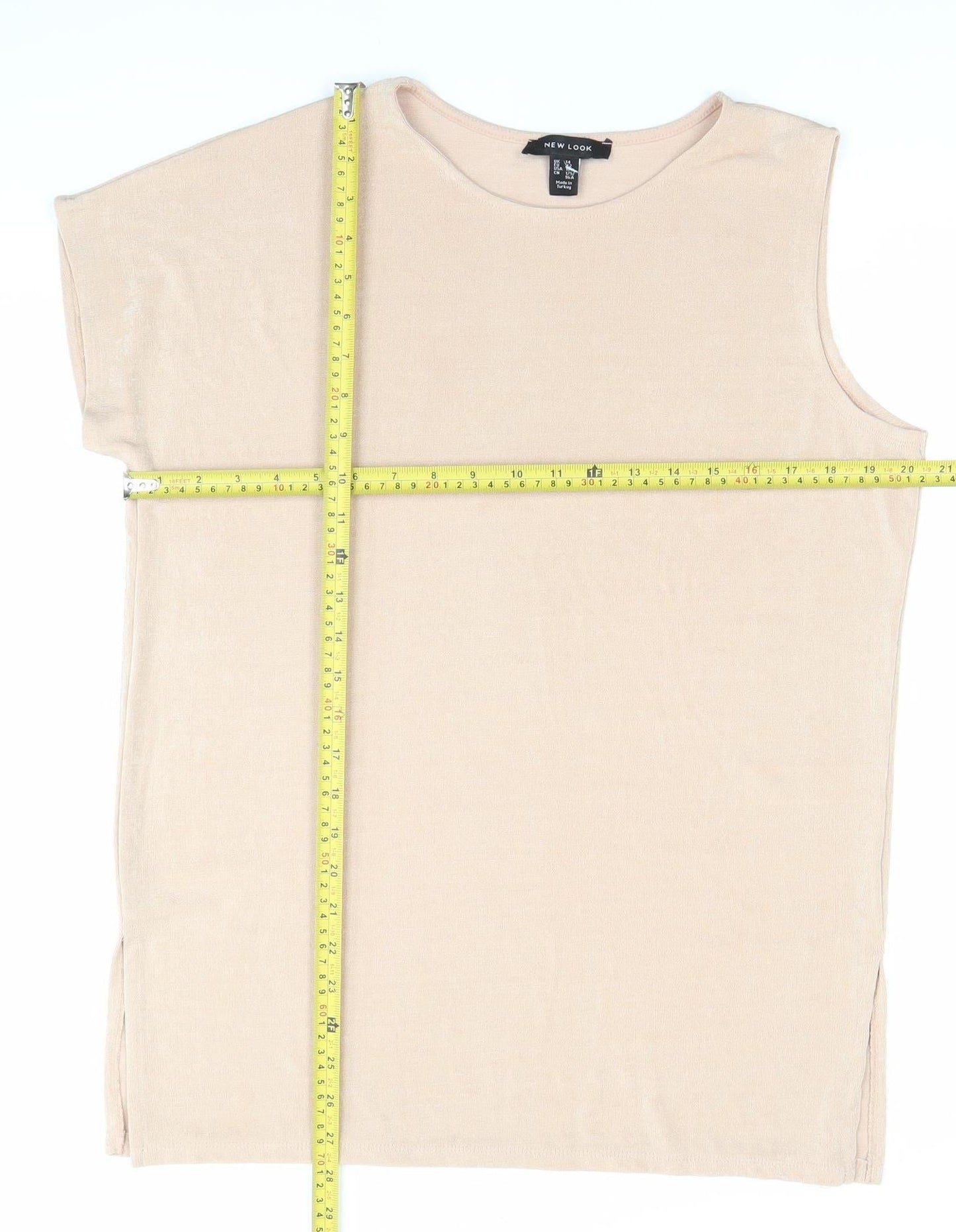 Womens UK Size 14 New Look Beige Basic T-Shirt