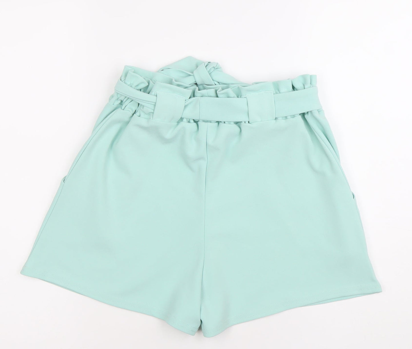 Quiz Women’s Green Paperbag Shorts Size 12 High Waist Belted