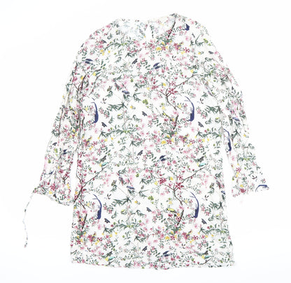 H&M Women’s Multicoloured Floral Shift Dress Size 6 Long Sleeve
