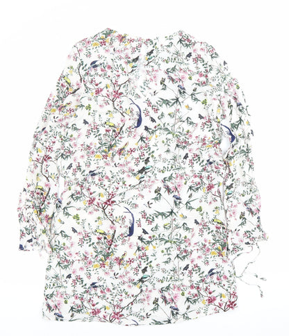 H&M Women’s Multicoloured Floral Shift Dress Size 6 Long Sleeve