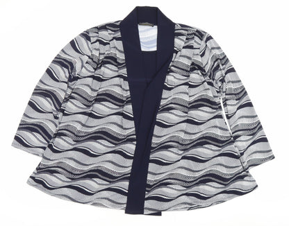 Forever by Michael Gold Womens Black White XL Kimono Blouse