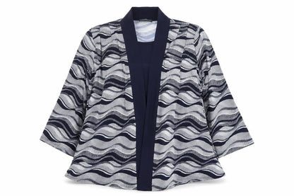 Forever by Michael Gold Womens Black White XL Kimono Blouse
