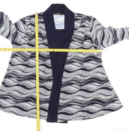 Forever by Michael Gold Womens Black White XL Kimono Blouse