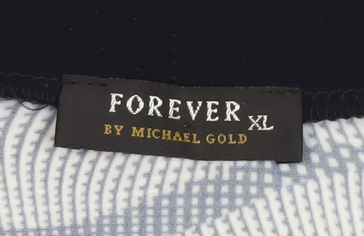 Forever by Michael Gold Womens Black White XL Kimono Blouse