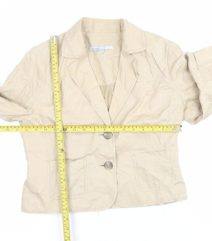 Old Navy Women’s Beige Linen Blazer Jacket Size S Notch Lapel