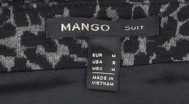 Mango Women Black Leopard Print A-Line Short Skirt Size 12