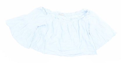 Bershka Women’s Blue Off Shoulder Viscose Blouse Size L