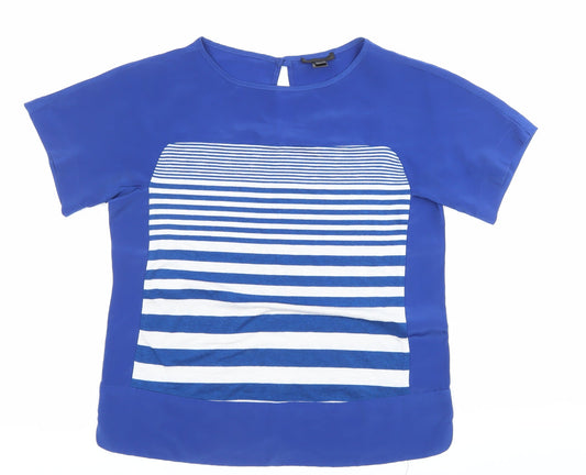 Womens UK Size 10 MNG Collection Blue Basic Blouse