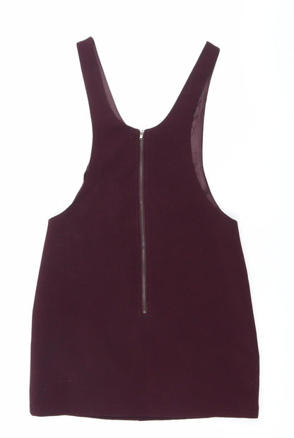 New Look Womens Purple Bodycon Mini Dress UK 8 Scoop Neck Zip