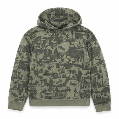 Urban Outlaws Boys Green Pullover Hoodie 13-14Y Skateboard Print Cotton