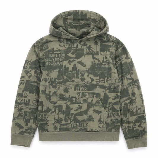 Urban Outlaws Boys Green Pullover Hoodie 13-14Y Skateboard Print Cotton