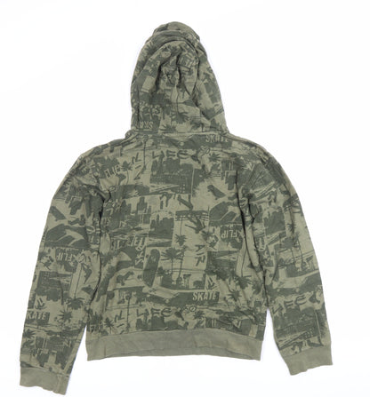 Urban Outlaws Boys Green Pullover Hoodie 13-14Y Skateboard Print Cotton