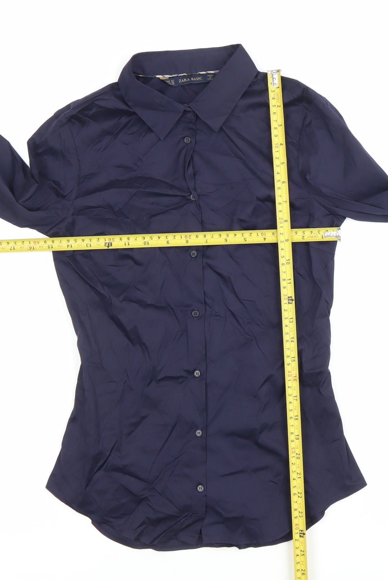 Zara Basic Women's Blue XS Slim Fit Long Sleeve Dress Shirt