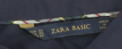 Zara Basic Women's Blue XS Slim Fit Long Sleeve Dress Shirt
