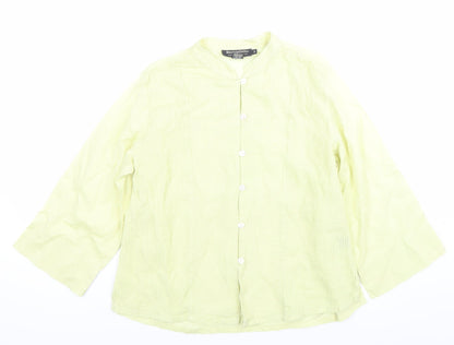 British India Womens Yellow Cotton Button-Up Shirt Size 12